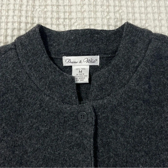 Deane & White Sweater Jacket Women’s Medium Gray Wool Pockets Cardigan Vtg - Picture 10 of 13